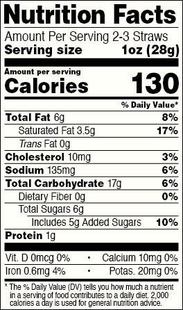 Sea Salt Caramel Cookie Straws Nutrition